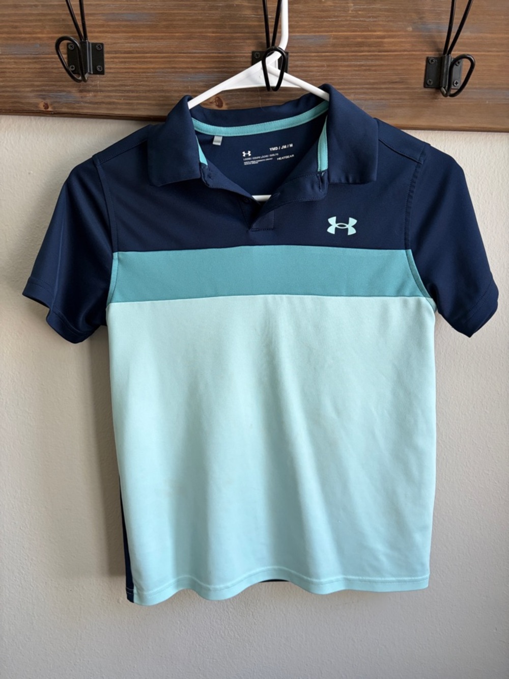 Under Armour Boys' Navy, Teal and Light Blue Colorblock Polo